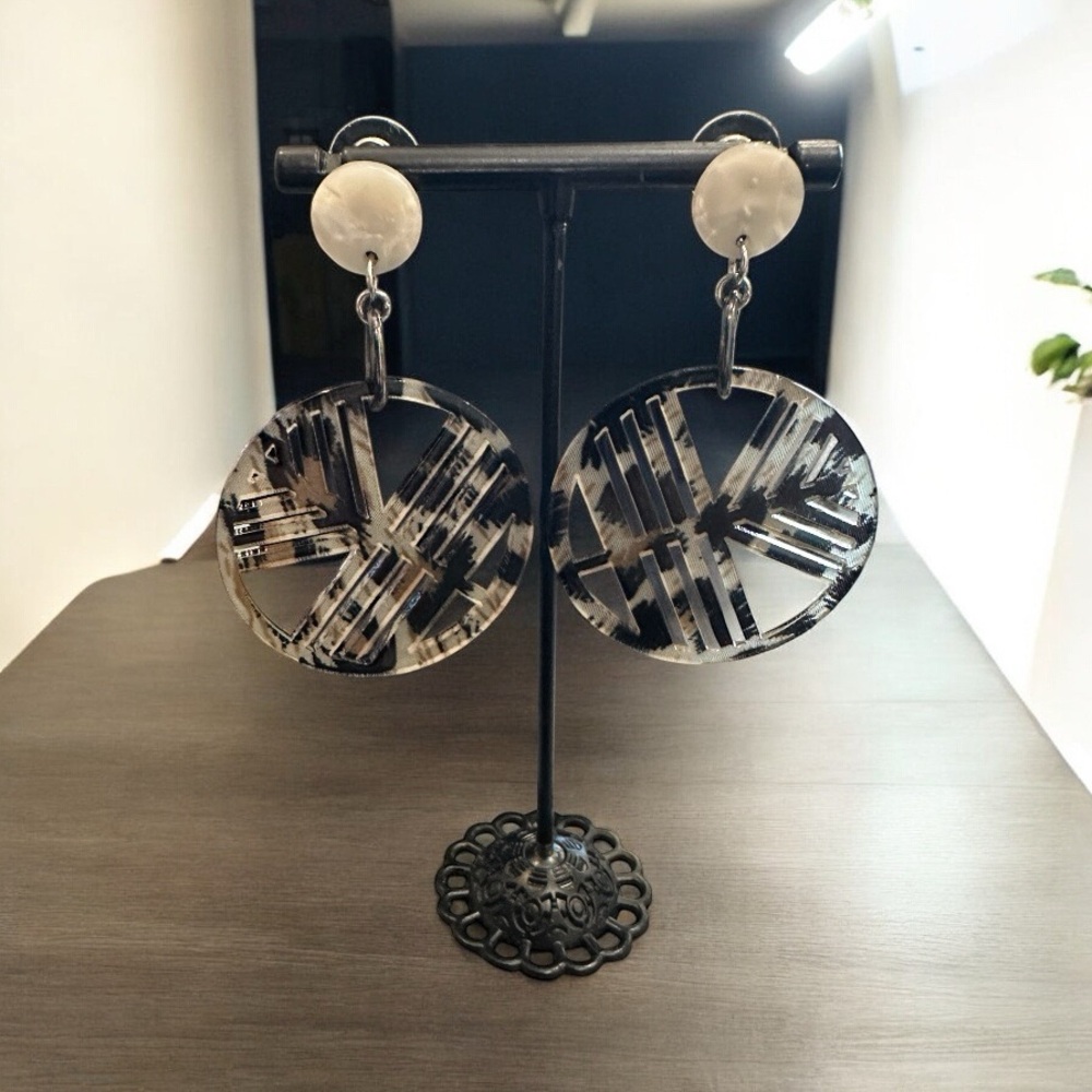 Handmade Geometric Animal Print Earrings